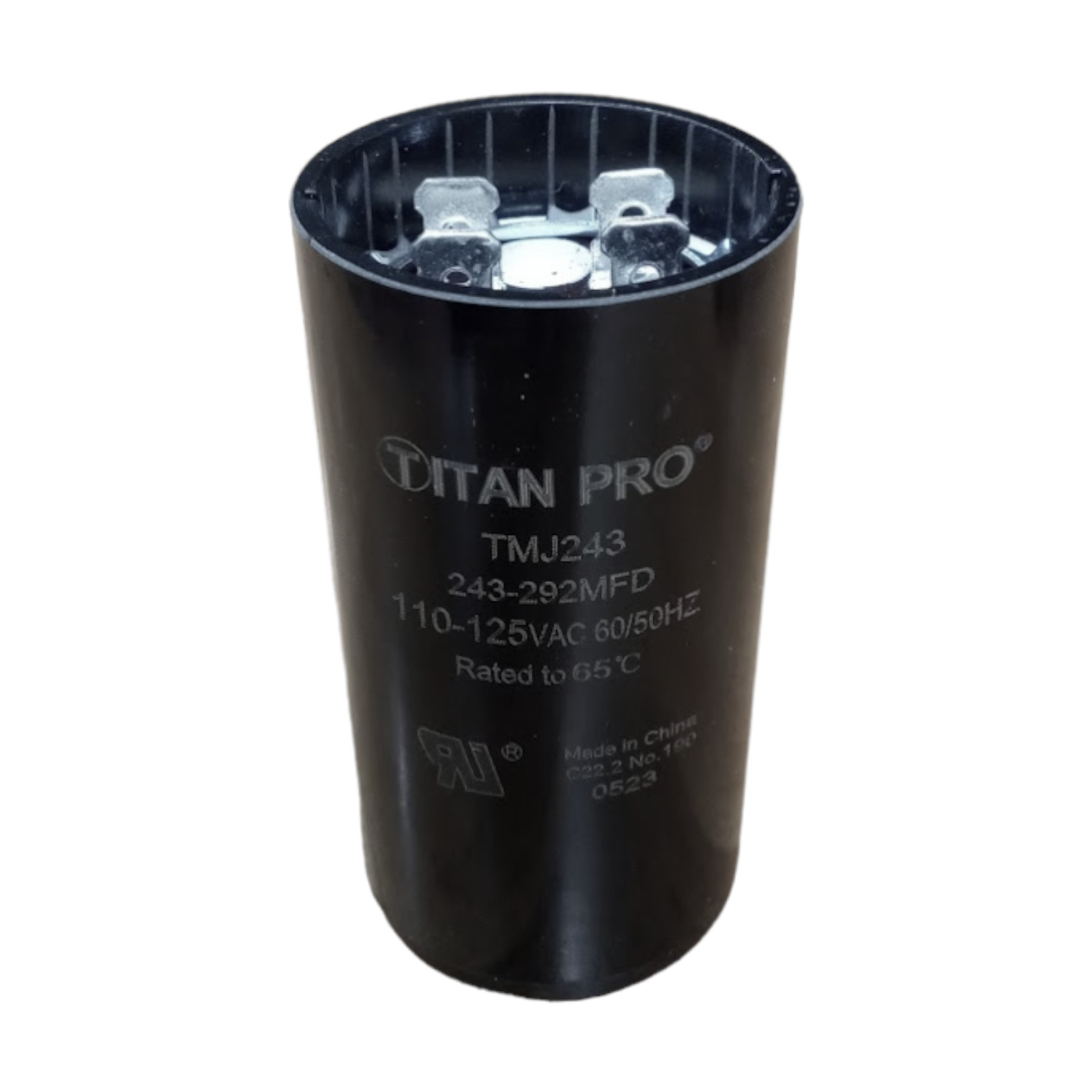 Titan Pro TMJ243 Motor Start Capacitor 243-292 MFD UF / 110-125 VAC