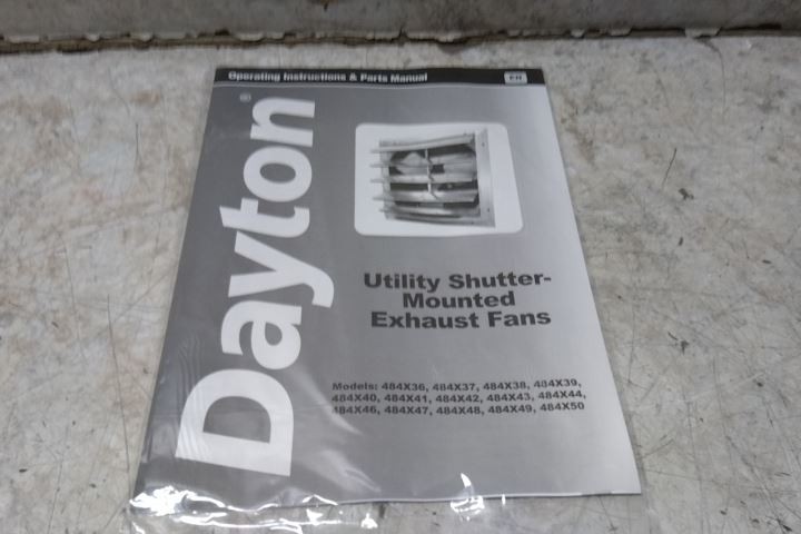 Dayton 484X38 1/15 HP 1550 RPM 115VAC 12 In Blade Shutter Mount Exhaust Fan (BW)