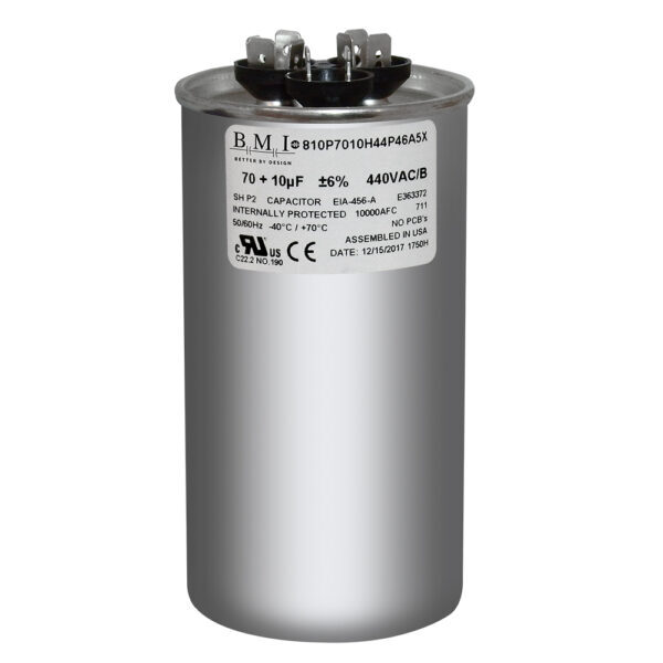 70+10 MFD x 440 ROUND USA Run Capacitor MARS 14169