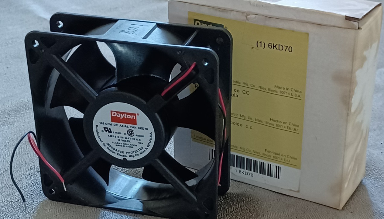 Dayton 6KD70 Axial Fan, Square, 12V Dc, – Phase, Pbt Plastic, 4 11/16 In W.