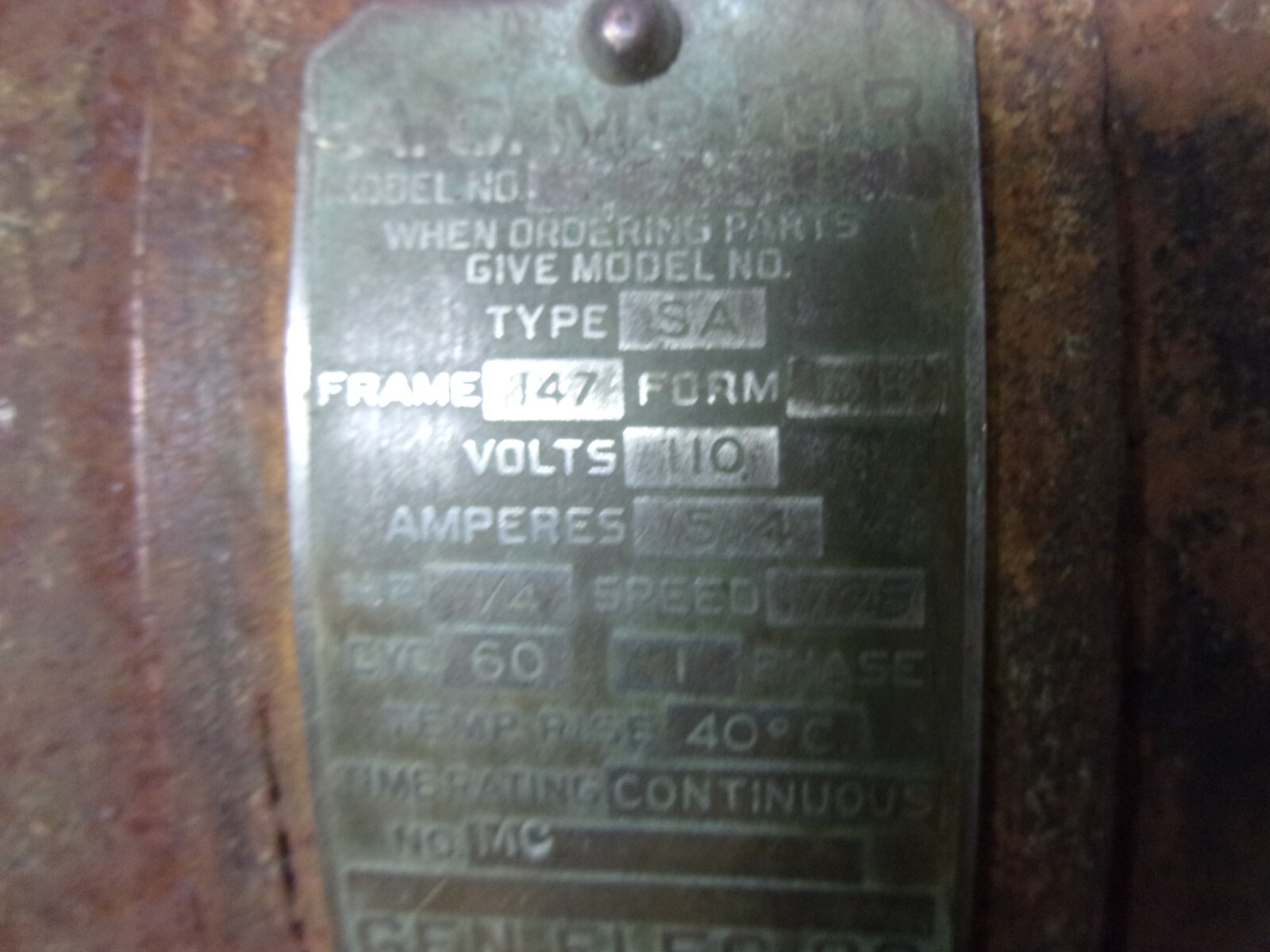 Vtg GE 1/4 HP Electric Motor 1725 Rpm 110 Vac Scroll Saw 1/2″ Shaft Cast Iron US