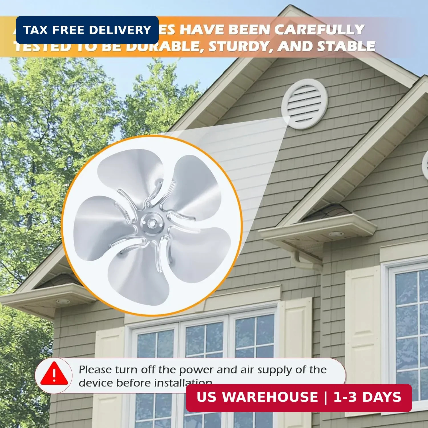CG A65123 Metal Fan Blade Replacement, Diameter 12 inches, 5 Blades, Inner Diame