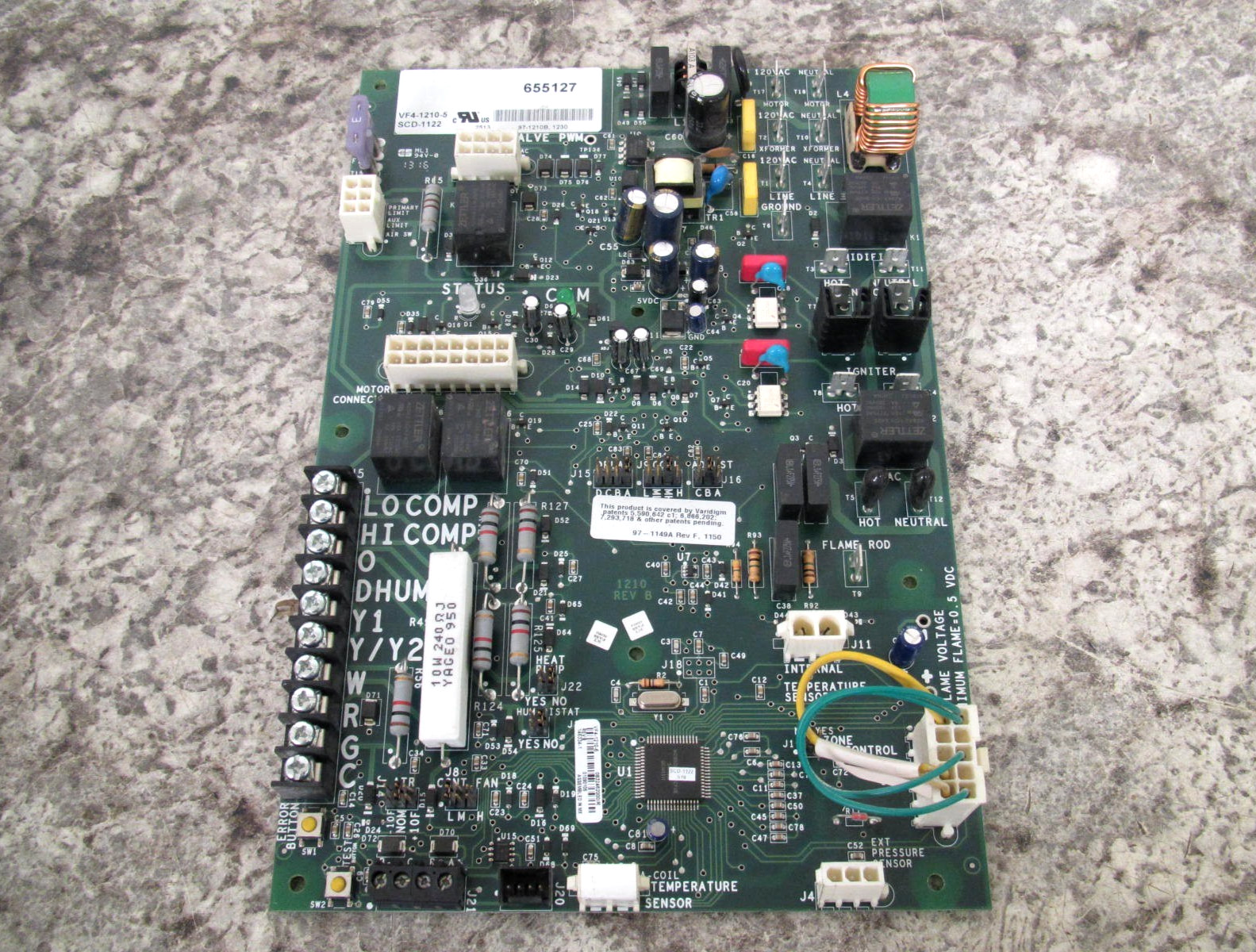 York / Varidigm 655127 / VF4-1210-5 / SCD-1122 Furnace Control Circuit Board