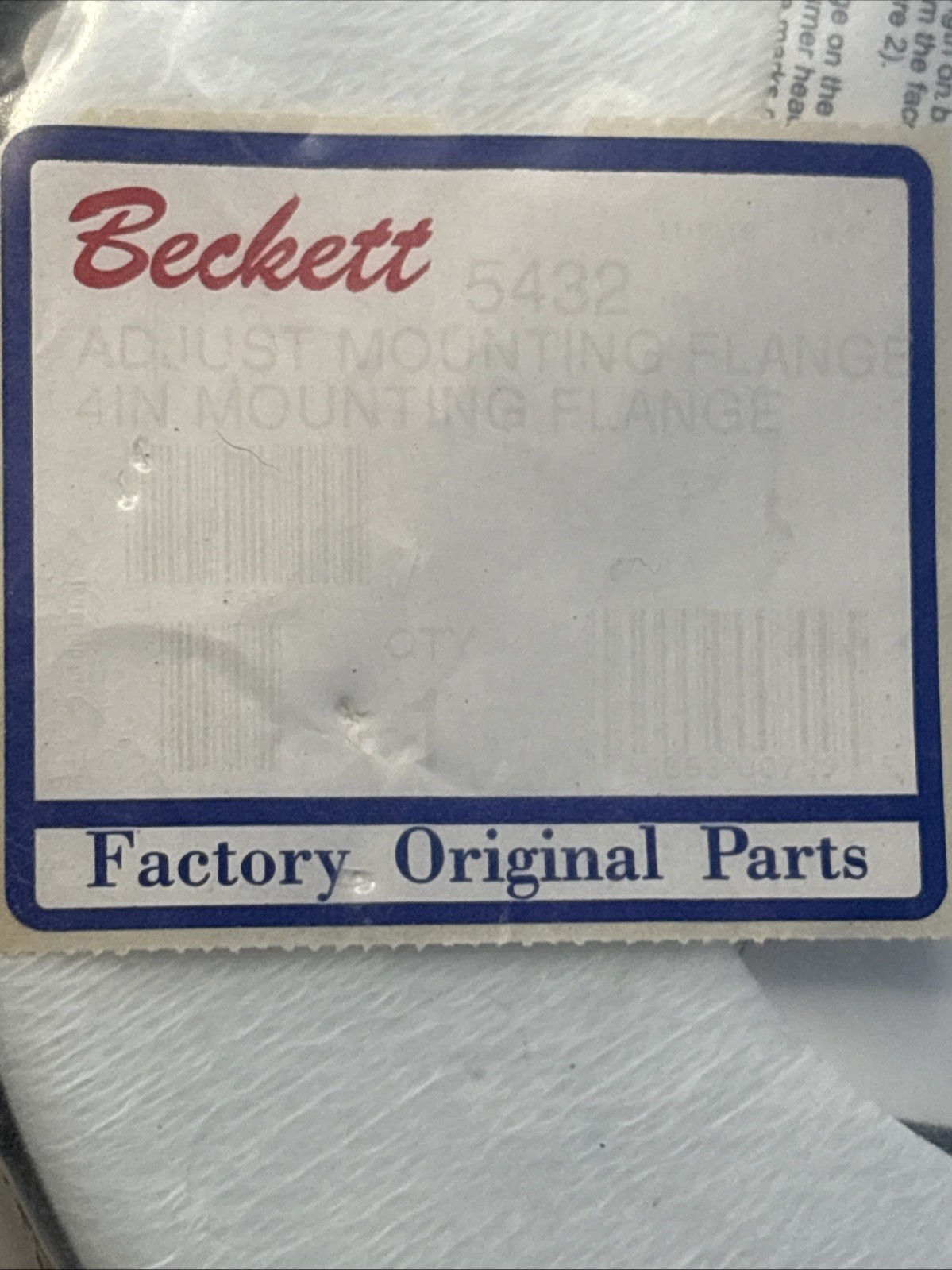 BECKETT 5432 OIL BURNER ADJUSTABLE MOUNTING FLANGE OEM GENUINE NOS