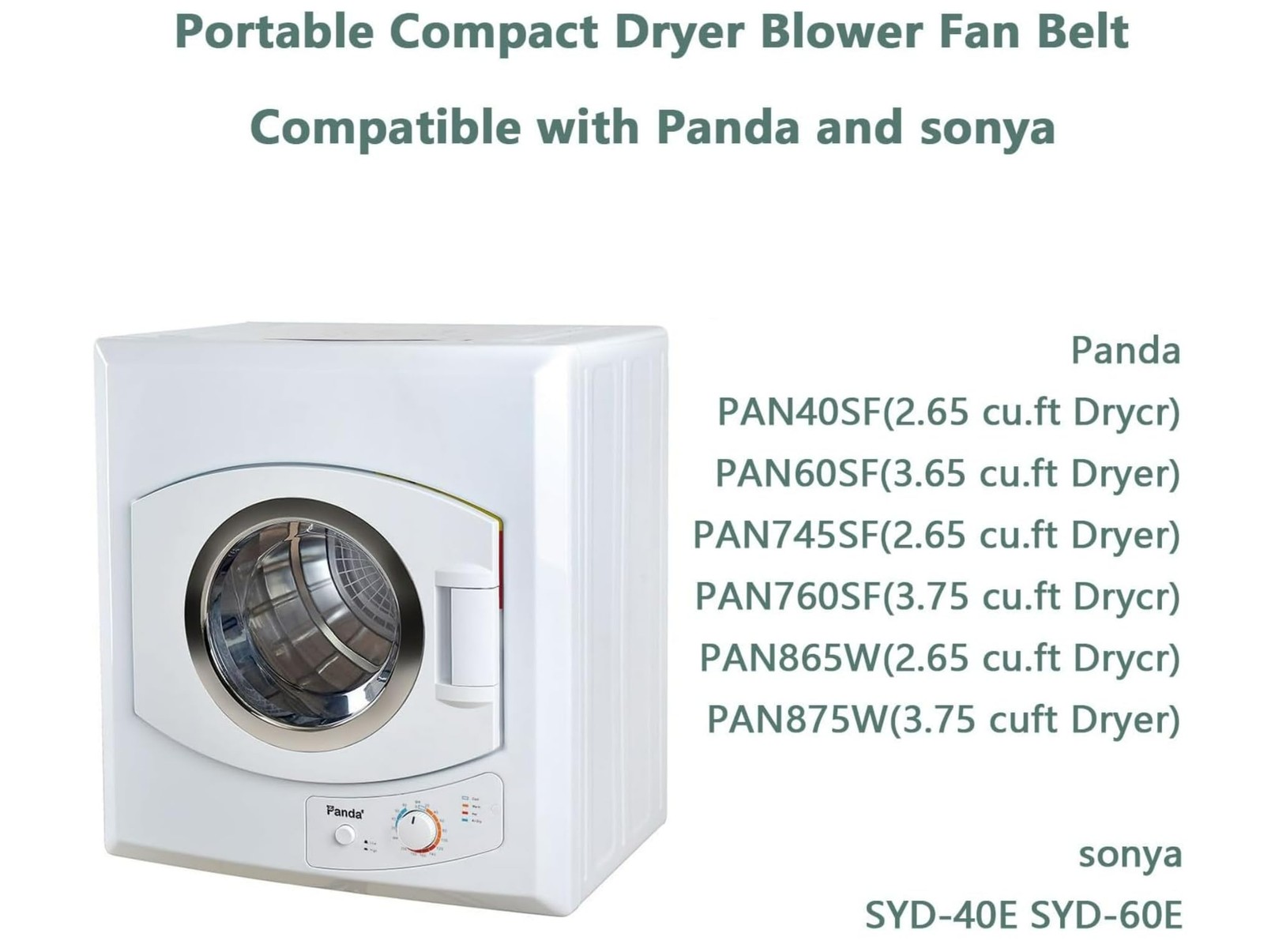 Portable Compact Dryer Blower Fan Belt for Panda PAN40SF/60SF Sonya Green