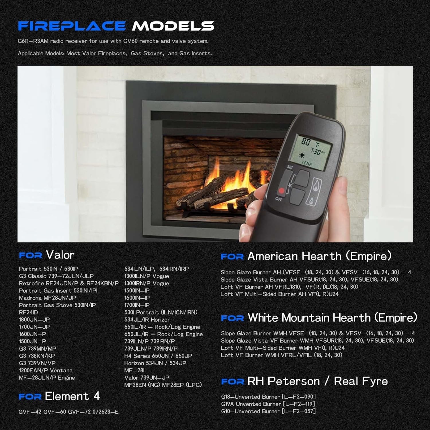 G6R-R3AM Gas Fireplace Receiver Module For Empire Valor Real Fyre R11577 GV60 GS