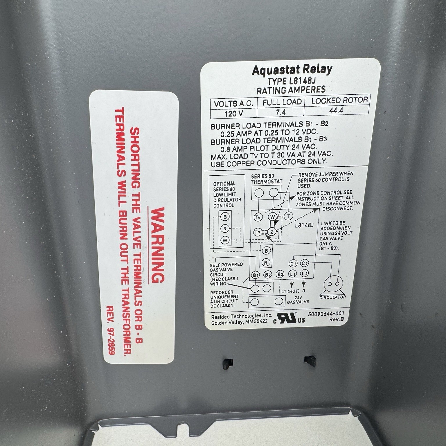 Resideo/Honeywell Aquastat Relay L8148J1009 Heating Control Unit