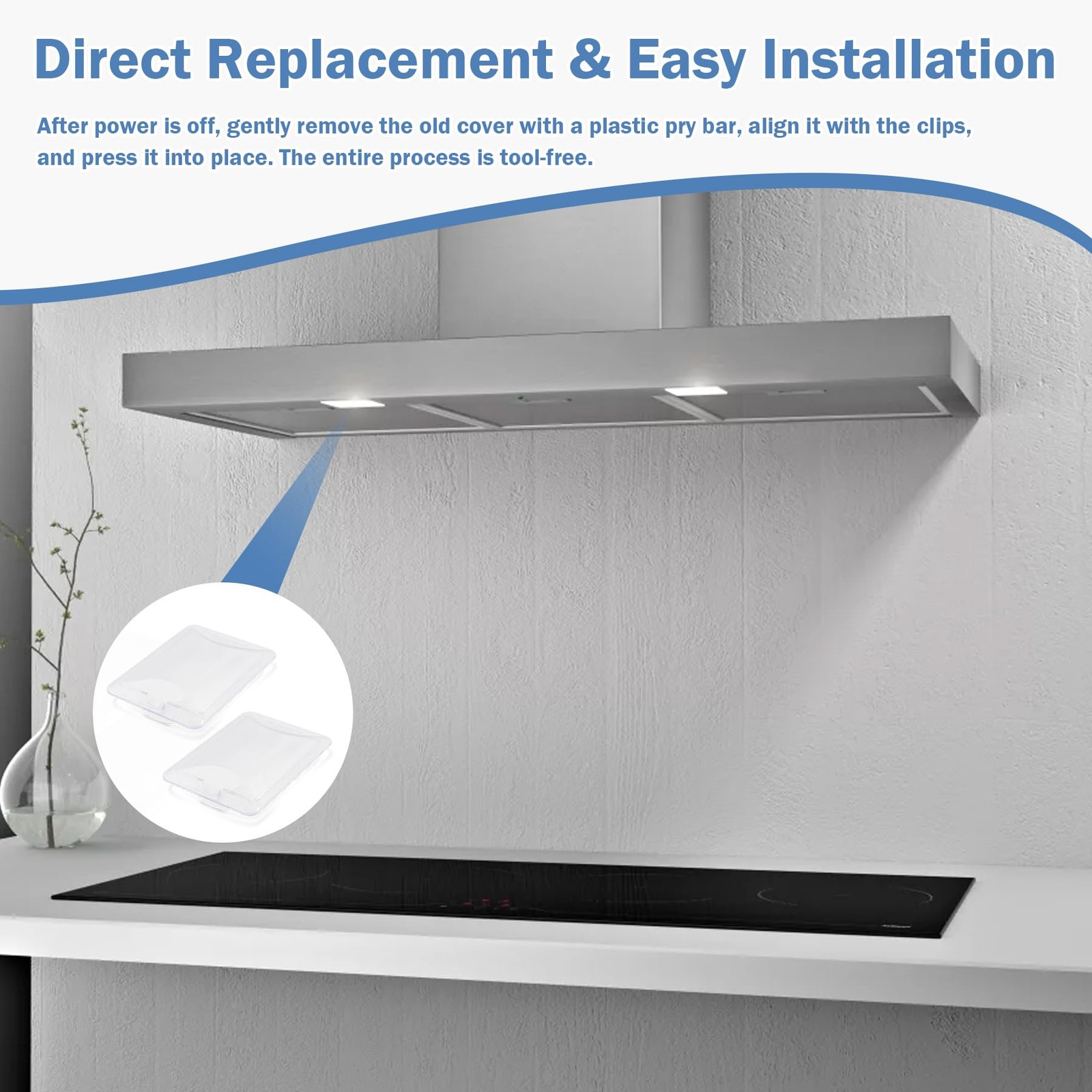 2 Pcs White Vent Light Covers Replacement for Broan Range Hood