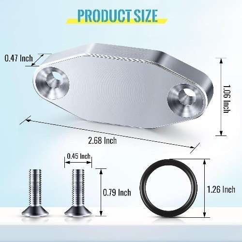 1 Pack Oil Cooler Block off Plate on Oil Item Package Quantity: 1Color: Silver