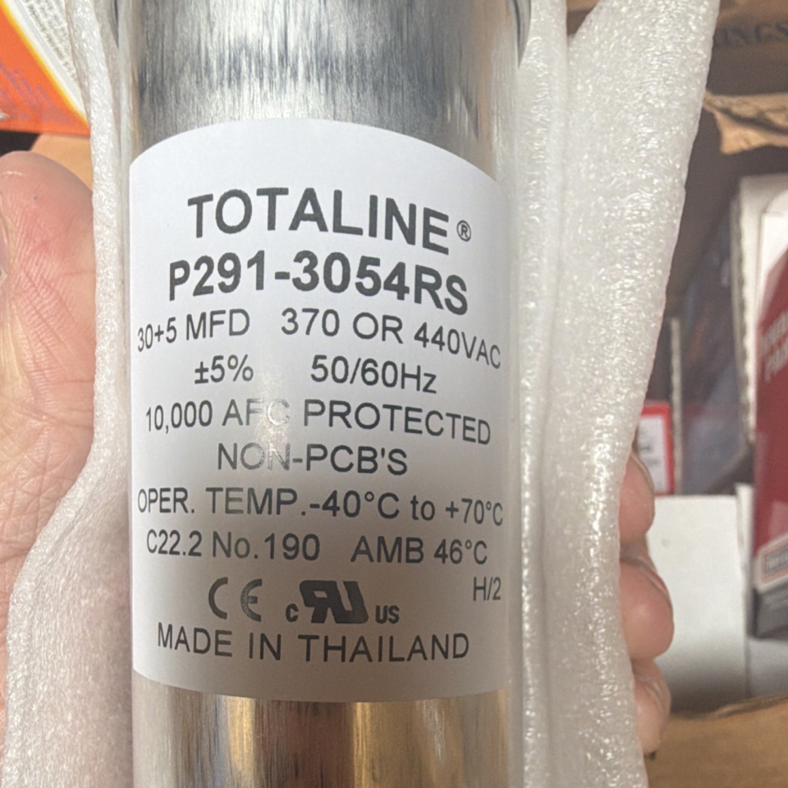 Totaline P291-3054RS 30+5 MFD Dual Run Capacitor 370/440VAC Universal HVAC/R