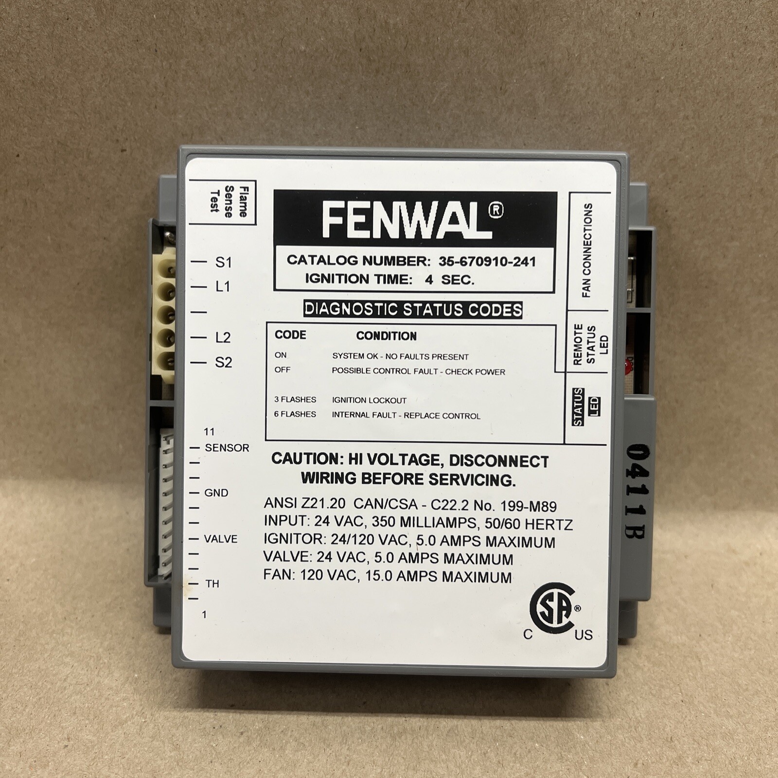 FENWAL 35-670910-241 Automatic Ignition Control Module