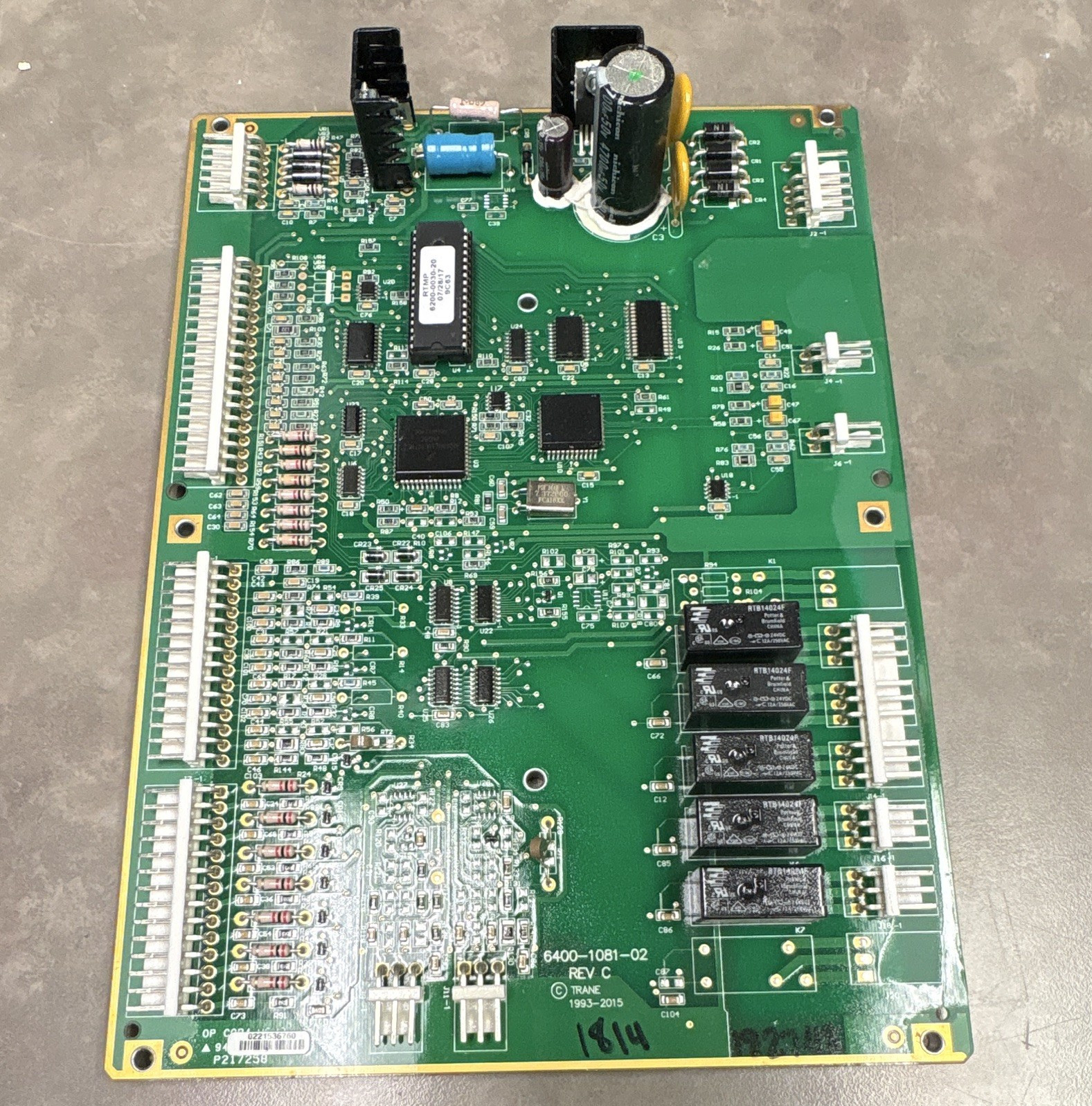 Trane HVAC Control Board PCB 6400-1081-02 Rev C 24VDC 12A 12in