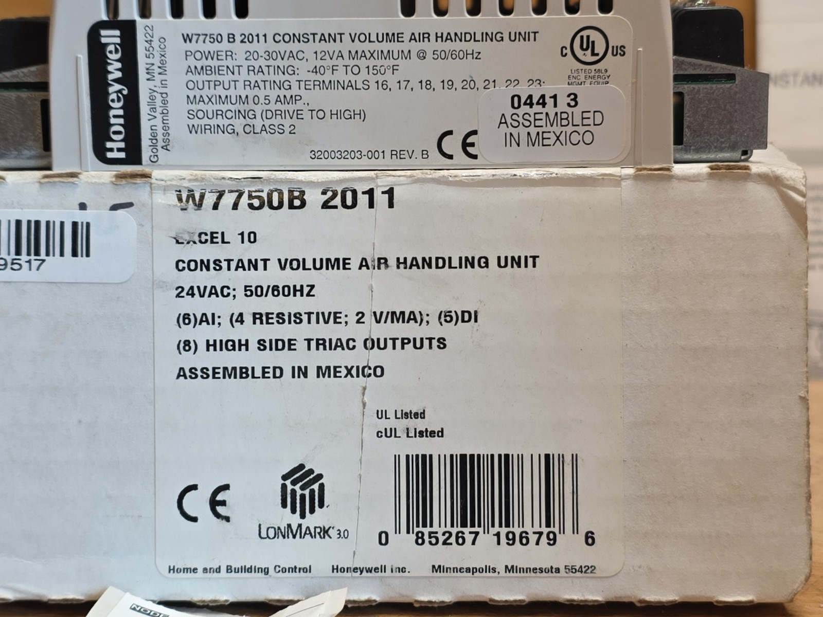 Honeywell W7750B2011 Constant Volume Air Handling Unit Excel 10