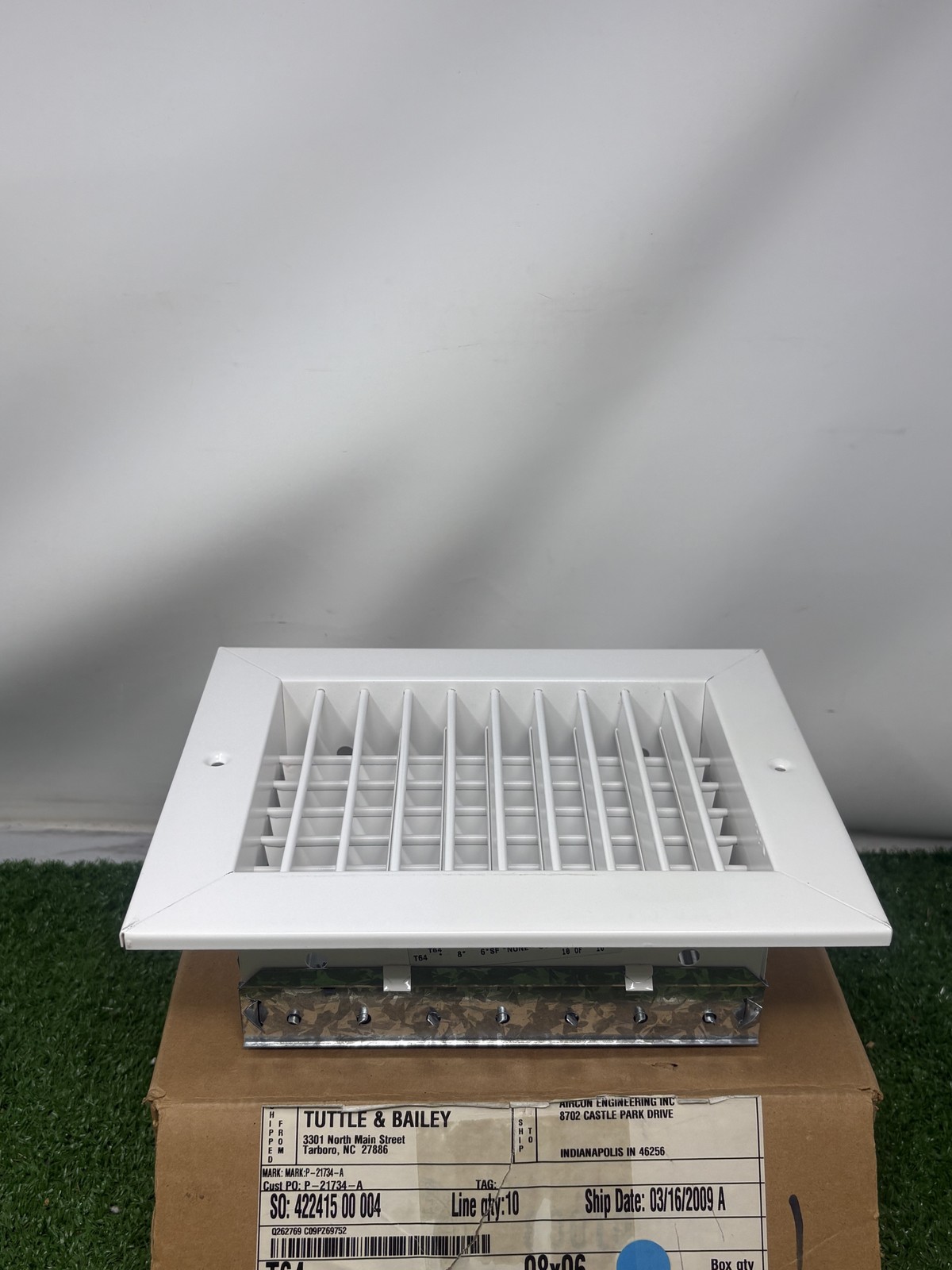 Tuttle & Bailey T64 8×6 White Steel HVAC Ceiling Wall Register Damper Vent