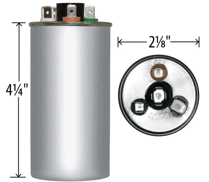 3pk- 35+5 MFD x 370 / 440 VAC Round Run Capacitor AmRad USA2227 – Made in USA