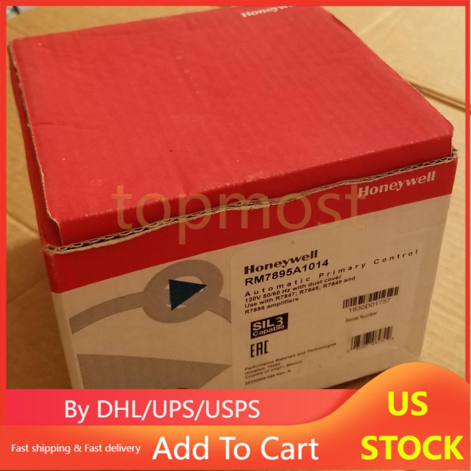 Surplus Honeywell RM7895A1014/ RM7895 A 1014 BURNER CONTROL With Dust Cover *NEW