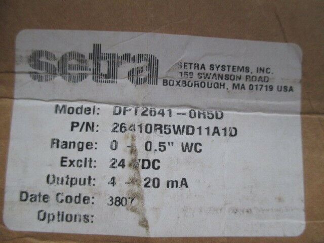 Setra DPT2641-0R5D 26410R5WD11A1D Pressure Transducer new