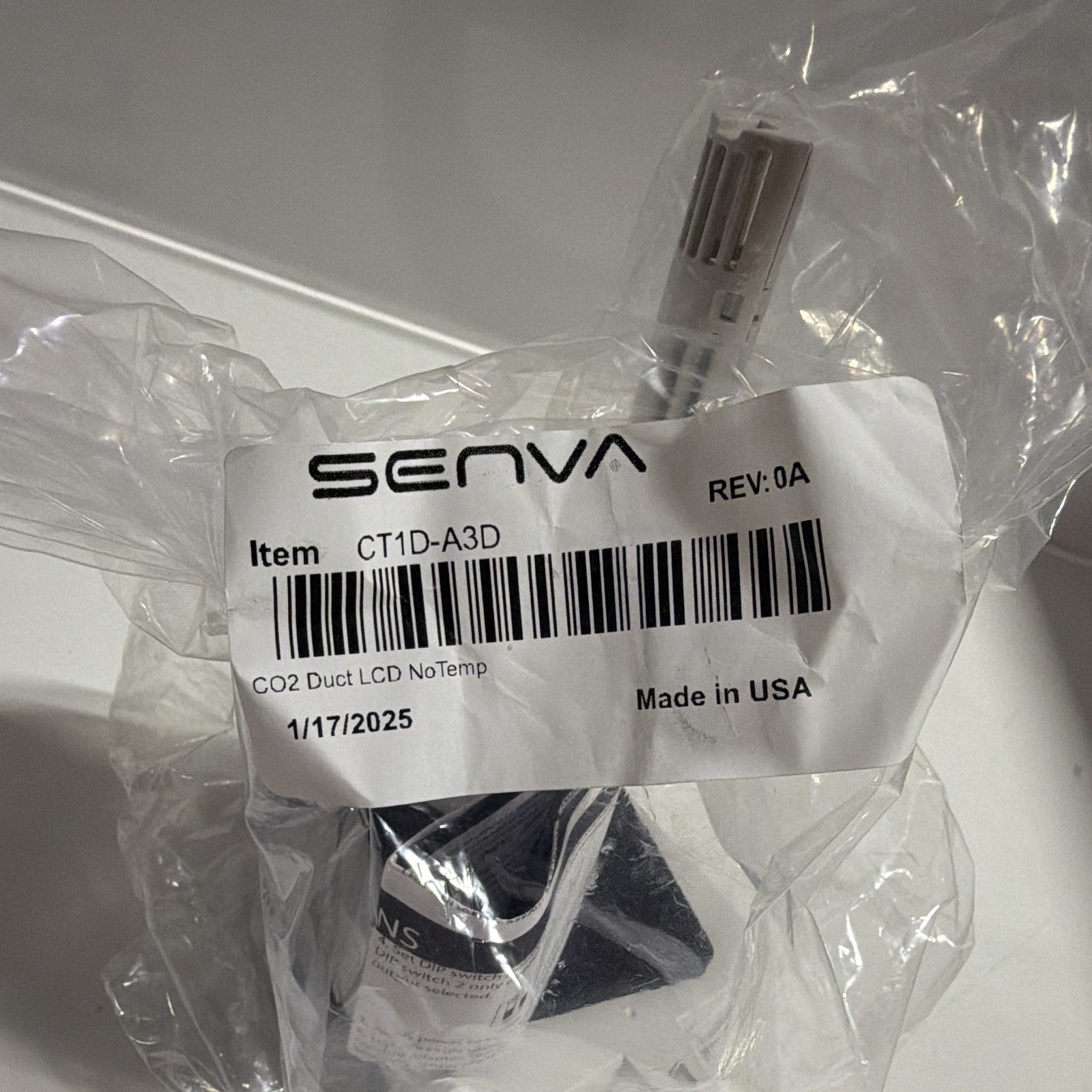 Senva CT1D-A3D CO2 Duct Sensor, Duct Mount, Black, 1/2 in Connection #52/16