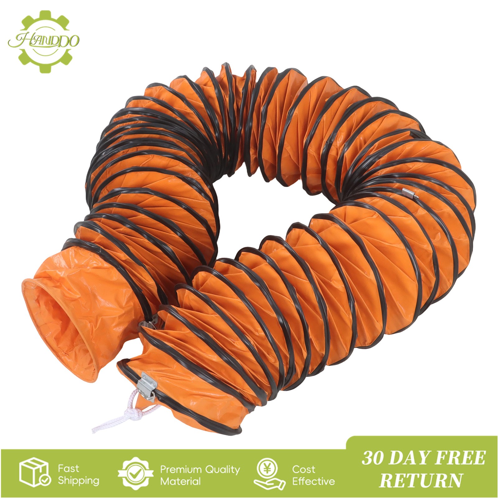 25ft PVC Flexible Duct Hosing with S Hook & Steel Support for 8″ Utility Blower