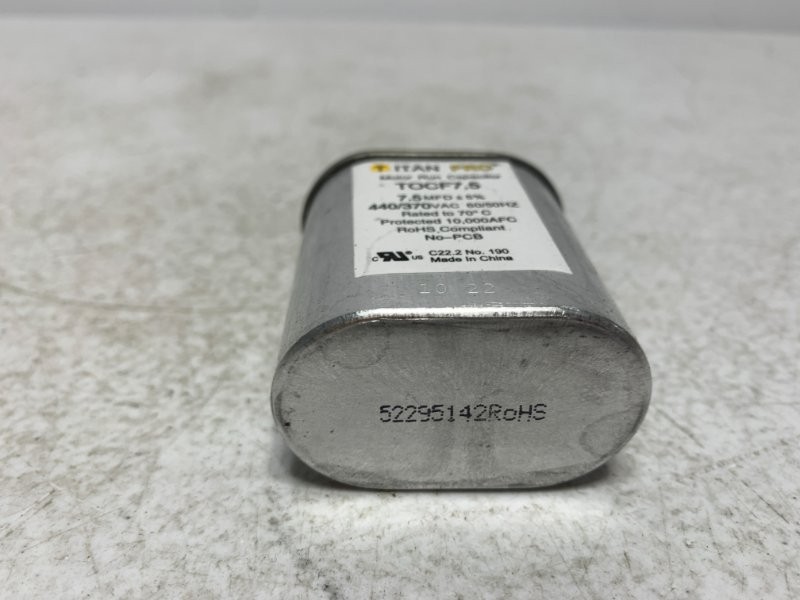 Titan Pro TOCF7.5 Run Capacitor 7.5 MFD 440/370V Oval