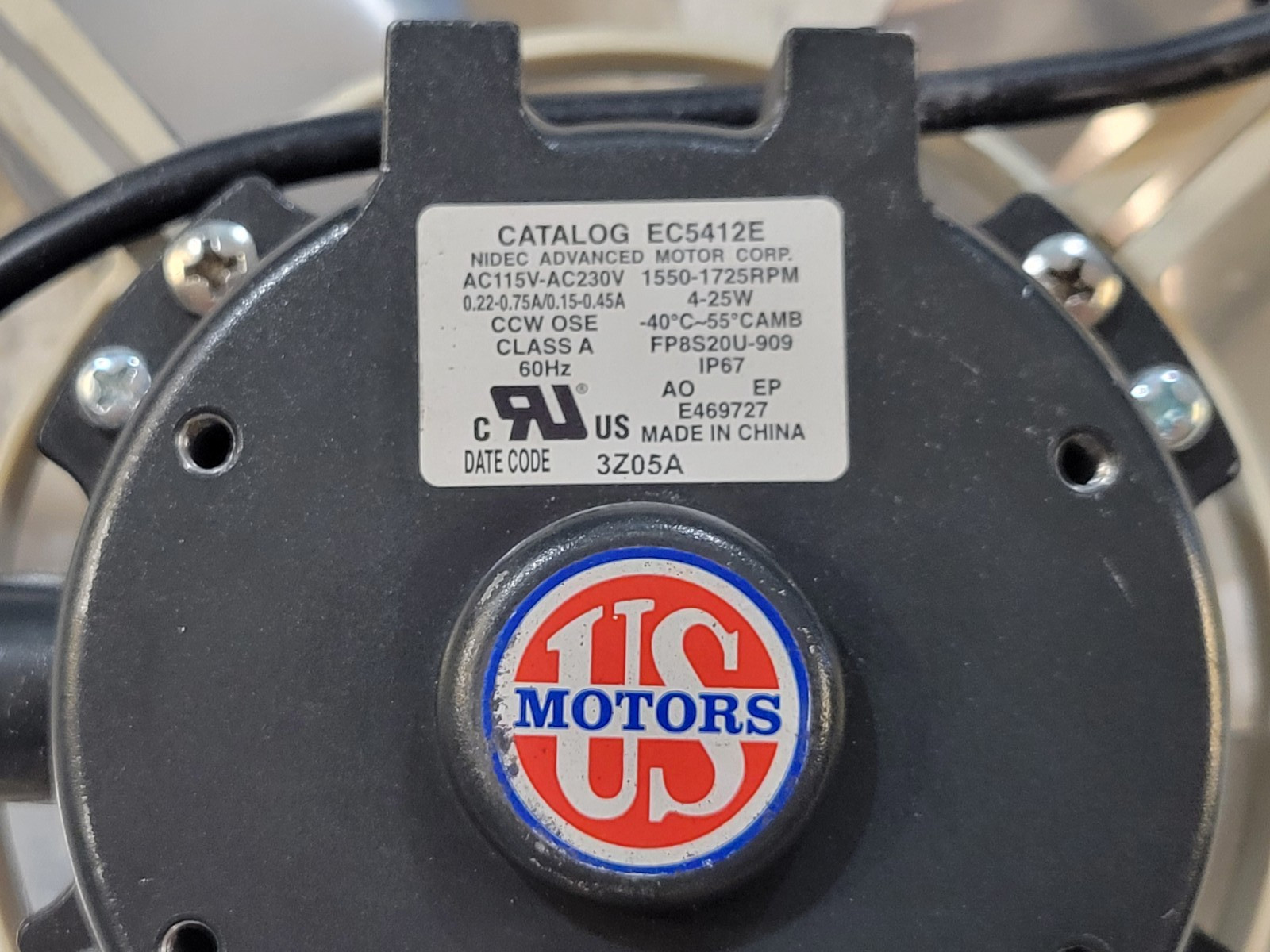 US MOTORS EC5412E Rescue ECM Refrigeration Motor 4-25W 115-230V 1550-1725 RPM