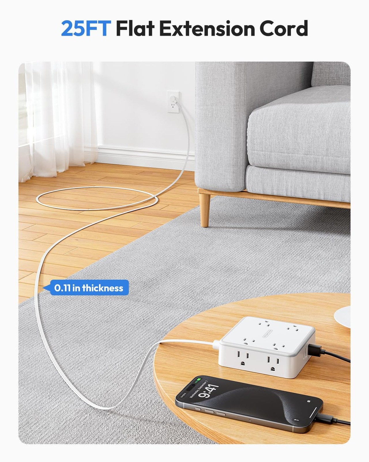 Two 25 FT 11-in-1 & 10-in-1 Extension Cord, 8 AC Outlet with 3 USB & 6 AC Out…