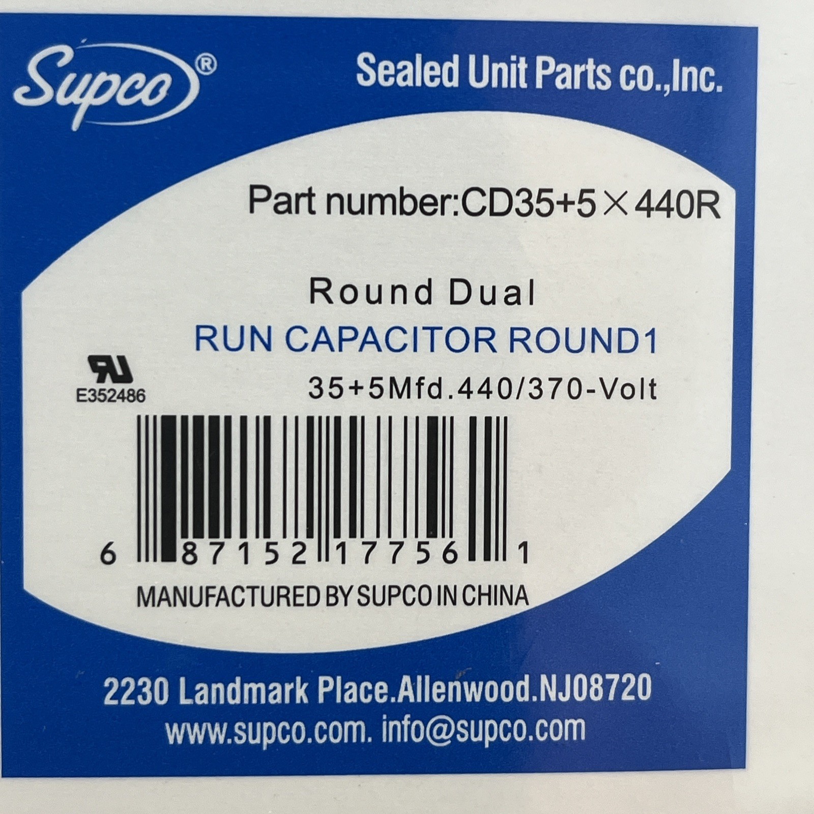 5 SUPCO Run Capacitor 35 + 5 Mfd 440/370 Volt CD35+5X440R NEW 5 Pack