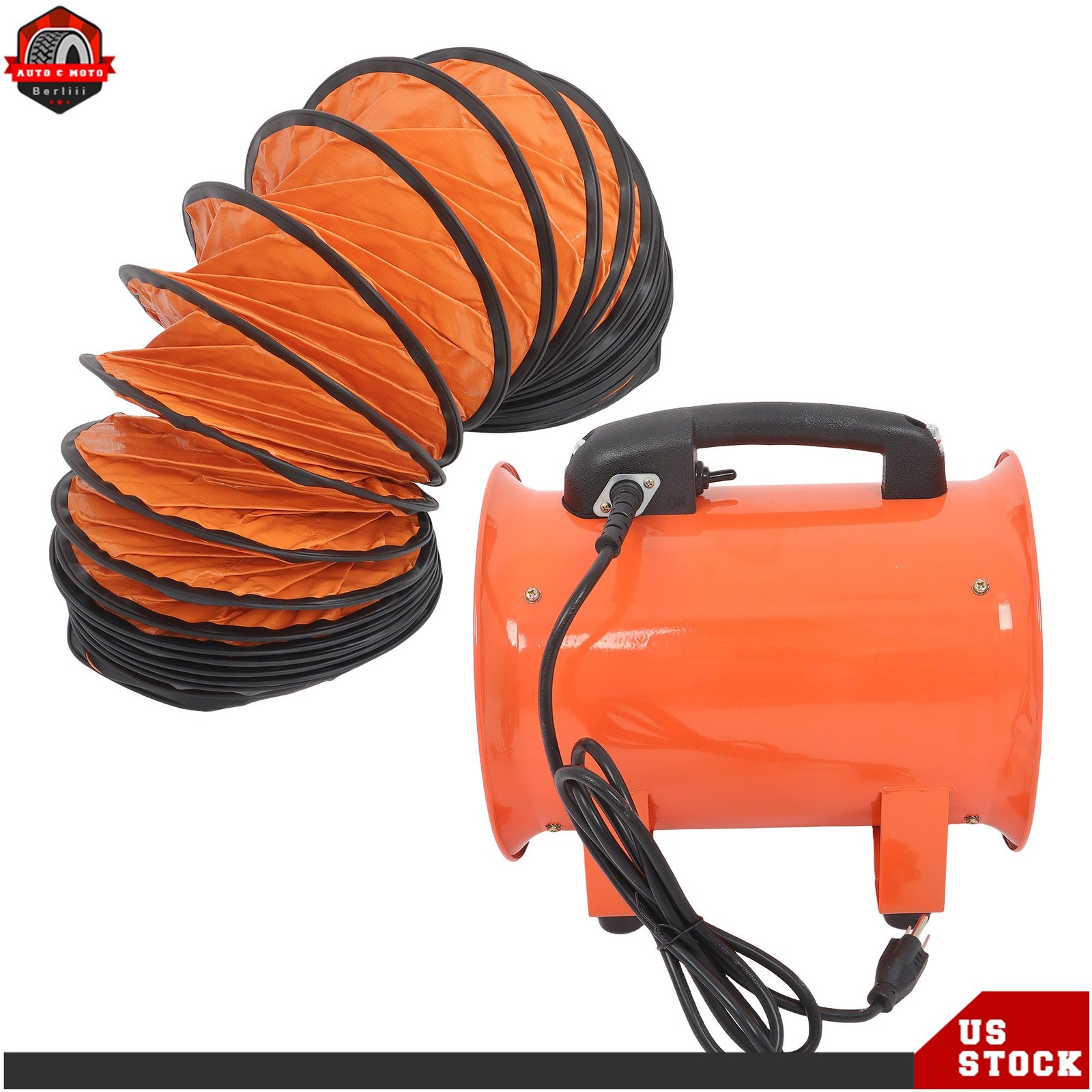 8″ Utility Blower Fan Exhaust Fan 180W 900CFM Ventilation Fan Portable 3450RPM