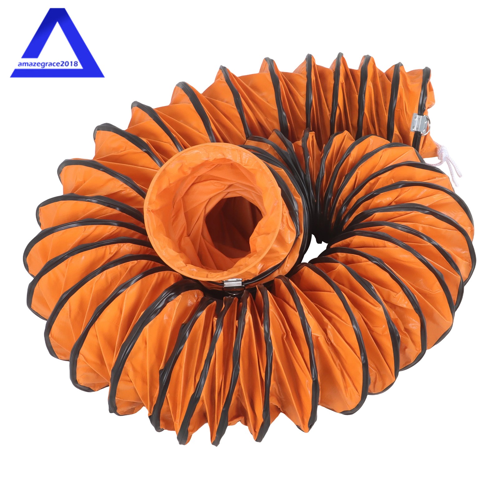 PVC Flexible Duct Hose for Utility Blower with S Hook & Steel Support 8″ × 25FT