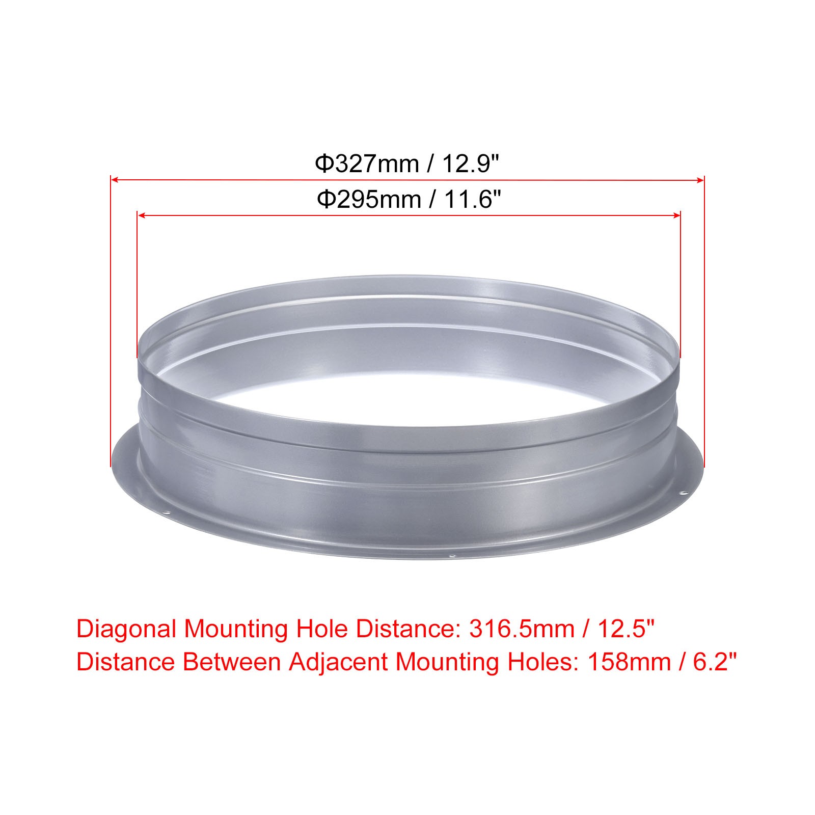 12 Inch Duct Connector Flange Metal Straight Pipe Exhaust Hose Flange