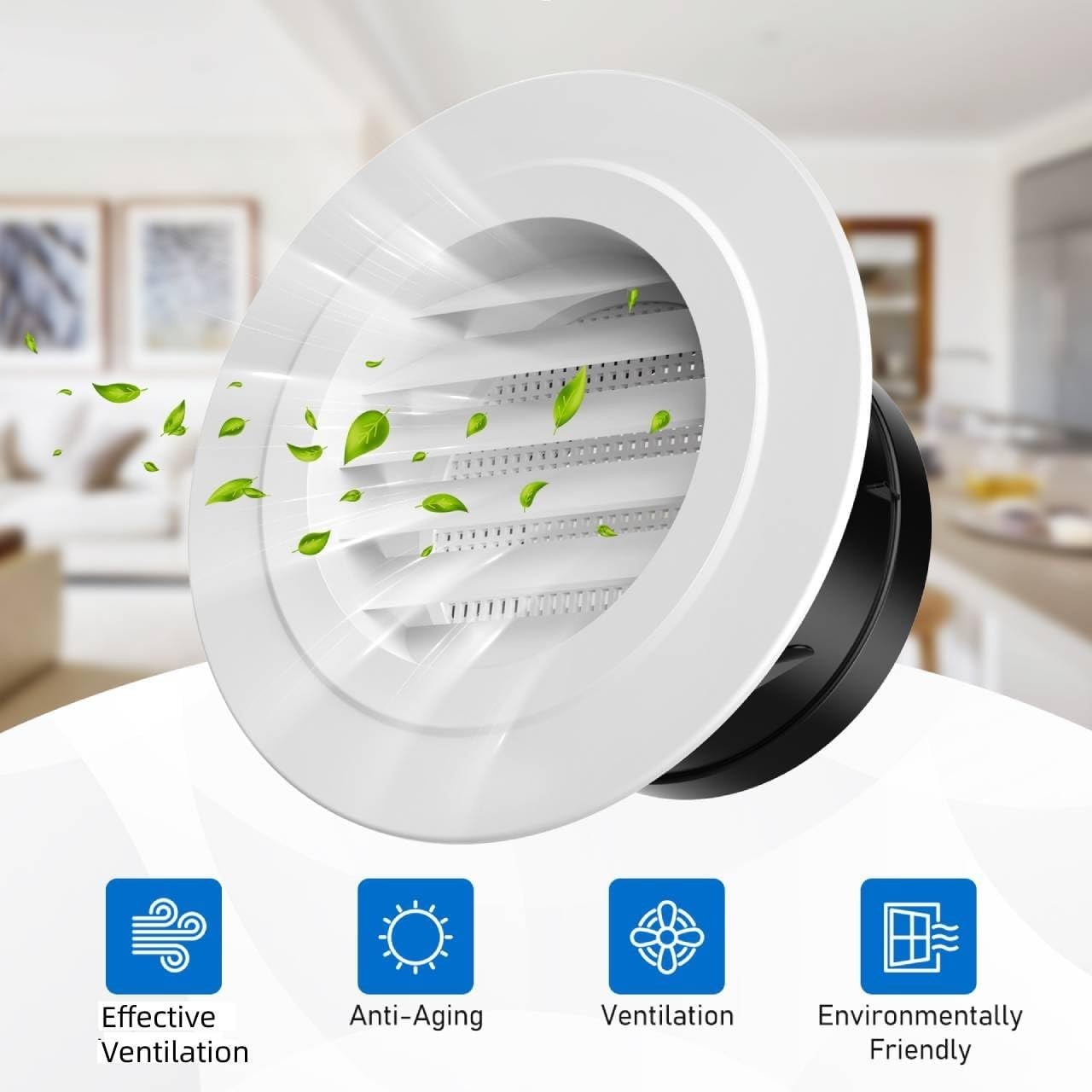 4-Inch Round Soffit Vent Cover with Fly Screen – Ideal for Bathroom & Kitchen