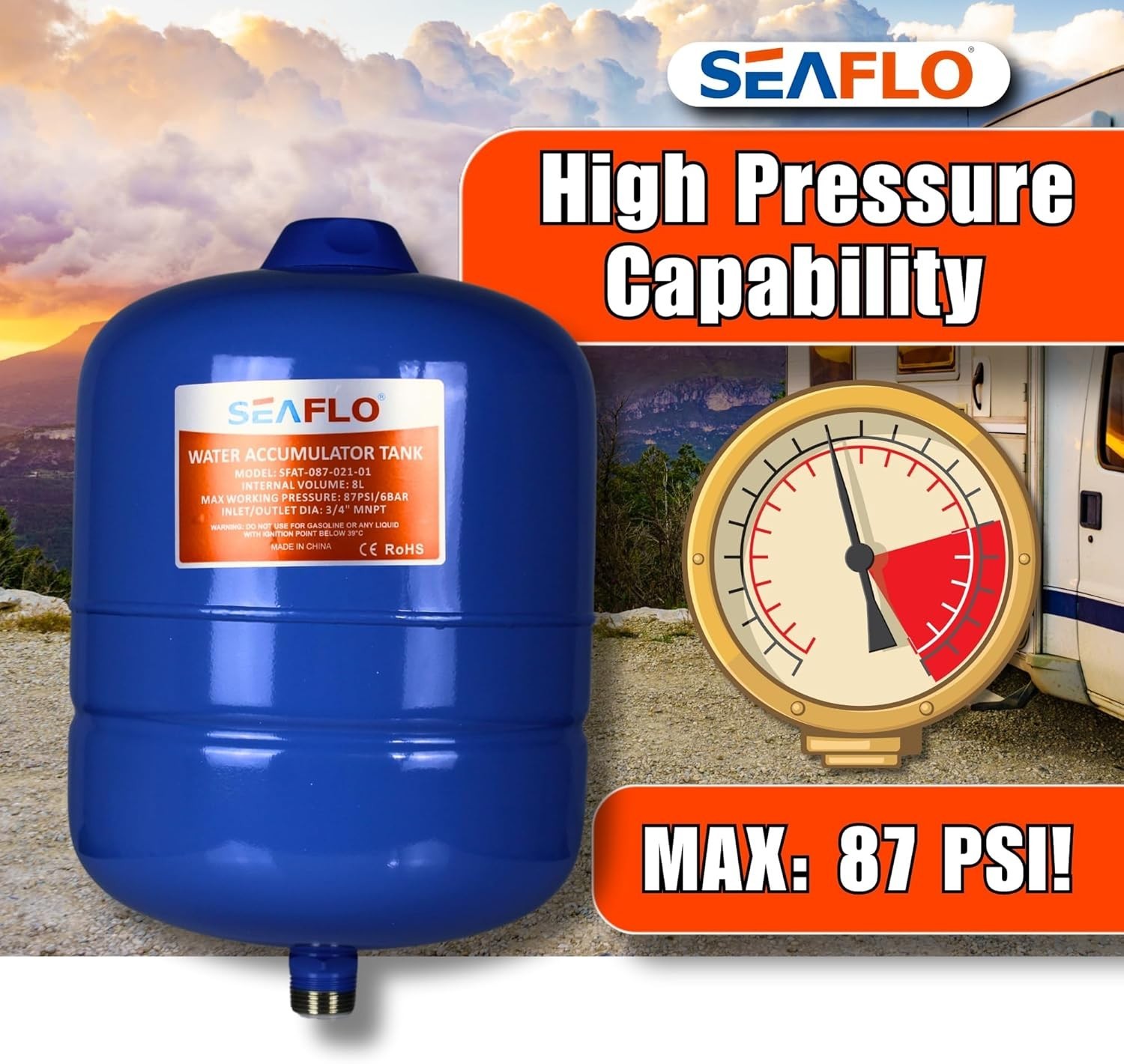 2 Gallon Pre-Pressurized Accumulator Tank – Smooth Flow & Reduced Pump Cycling