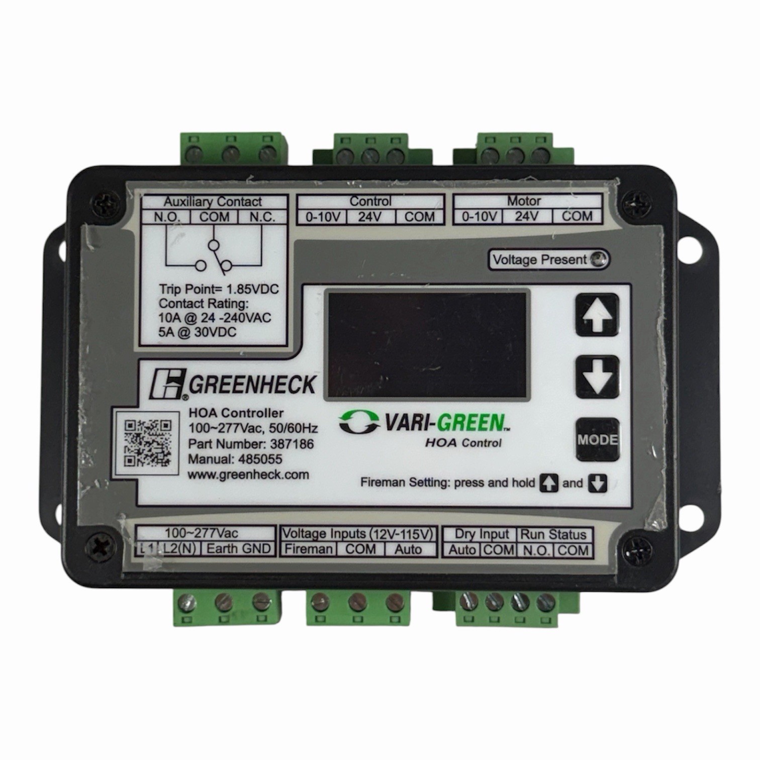 Greenheck 387186 Vari-Green HOA (Hand-Off-Auto) Control Transformer 100–277 VAC