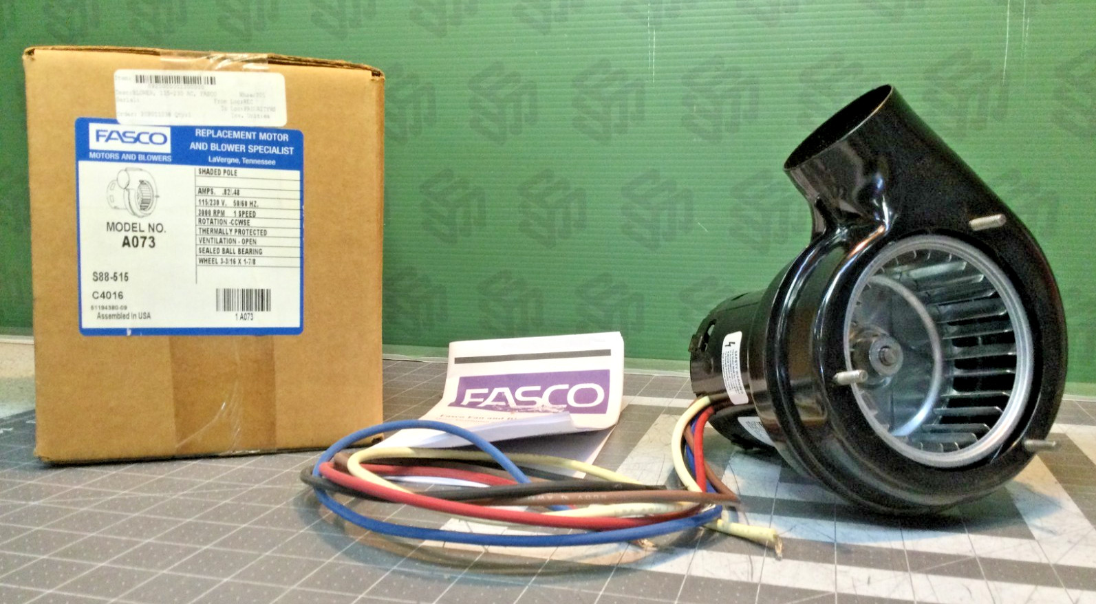 Fasco A073 Draft Inducer Blower Motor Assembly 115/230V 3000RPM 1/40HP New