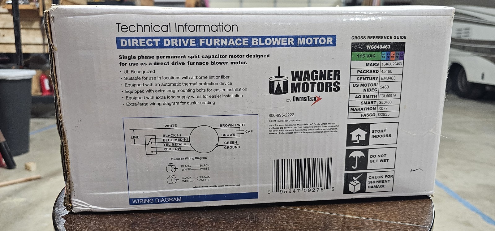 Wagner Direct Drive Furnace Blower Motor WG840463