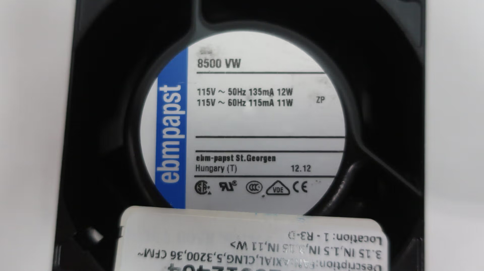 Ebm-papst 8500 VW Cooling Fan 115v-ac