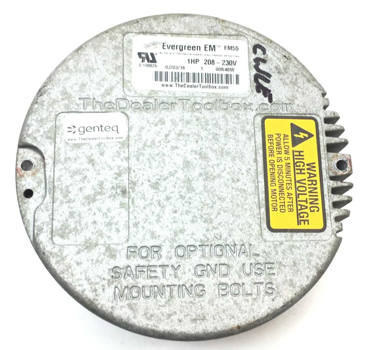 Genteq Evergreen EM FM55 Module Only 1HP 208/230V CW Lead End used #J066