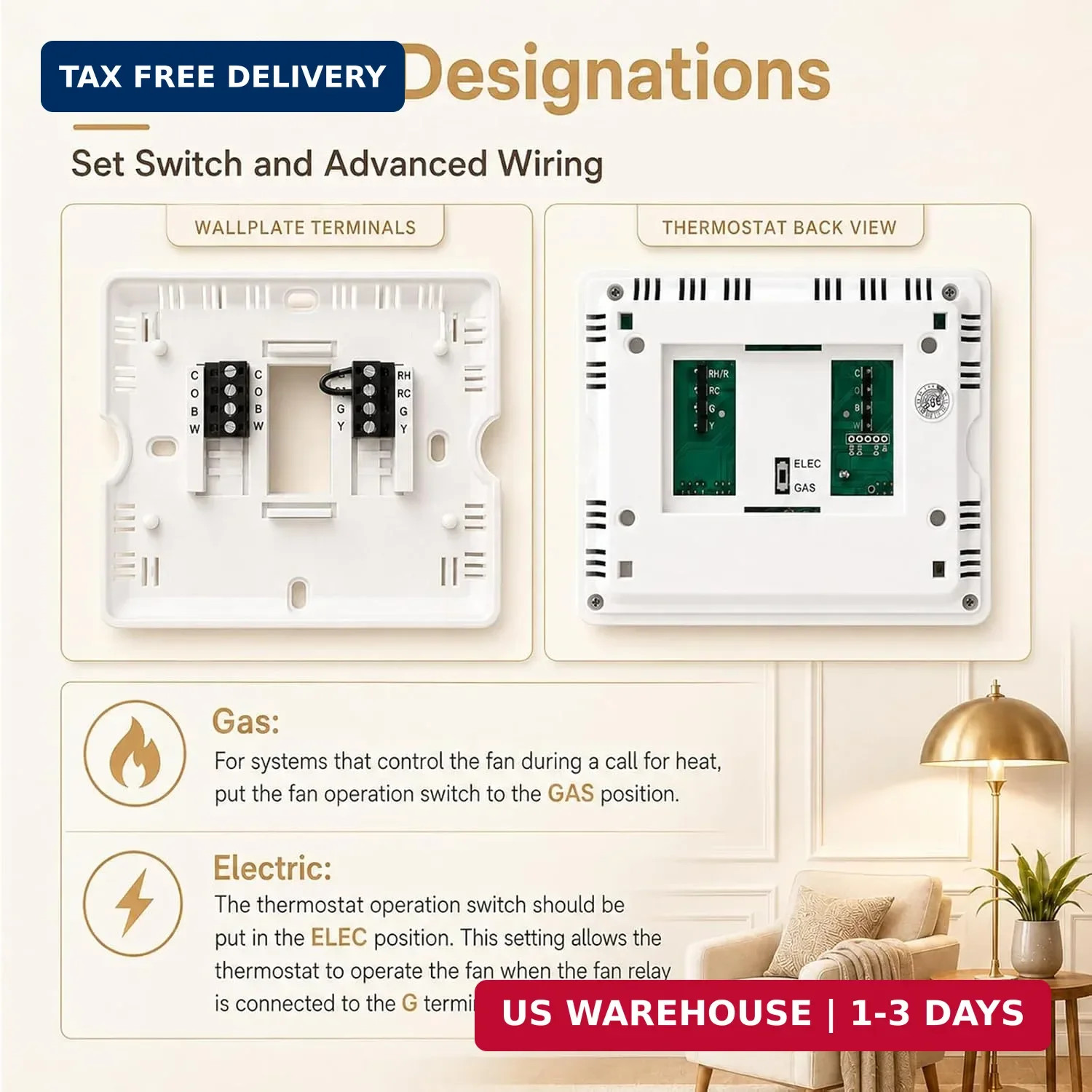 Non-Programmable Thermostats for Home Conventional Single-Stage Heating Cooling