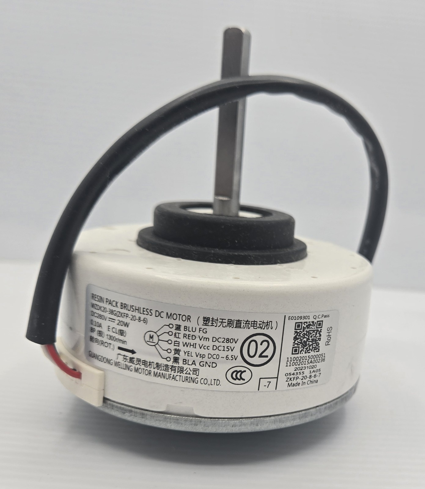Welling WZDK20-38G ZKFP-20-8-6 DC Brushless AC Fan Motor 20W DC280V Midea Carrie