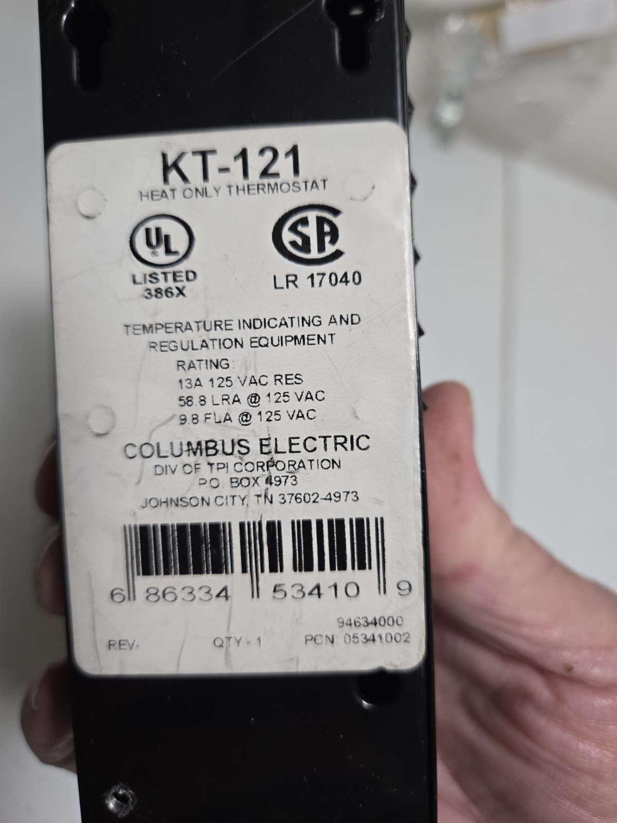 Columbus Electric KT-121 Portable Heater 110V Thermostat 0°F – 100°F Excellent