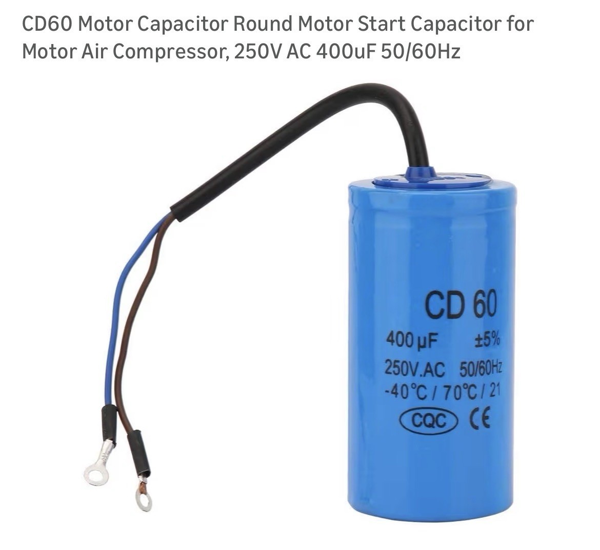 CD60 Motor Start Capacitor 400uF 250V AC 50/60Hz for Air Compressor