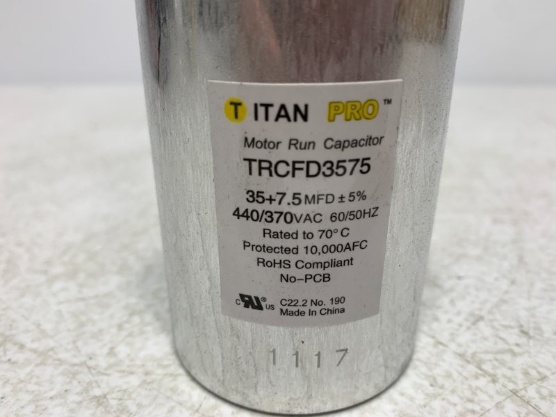 Titan Pro TRCFD3575 Run Capacitor 35+7.5 MFD 440/370V