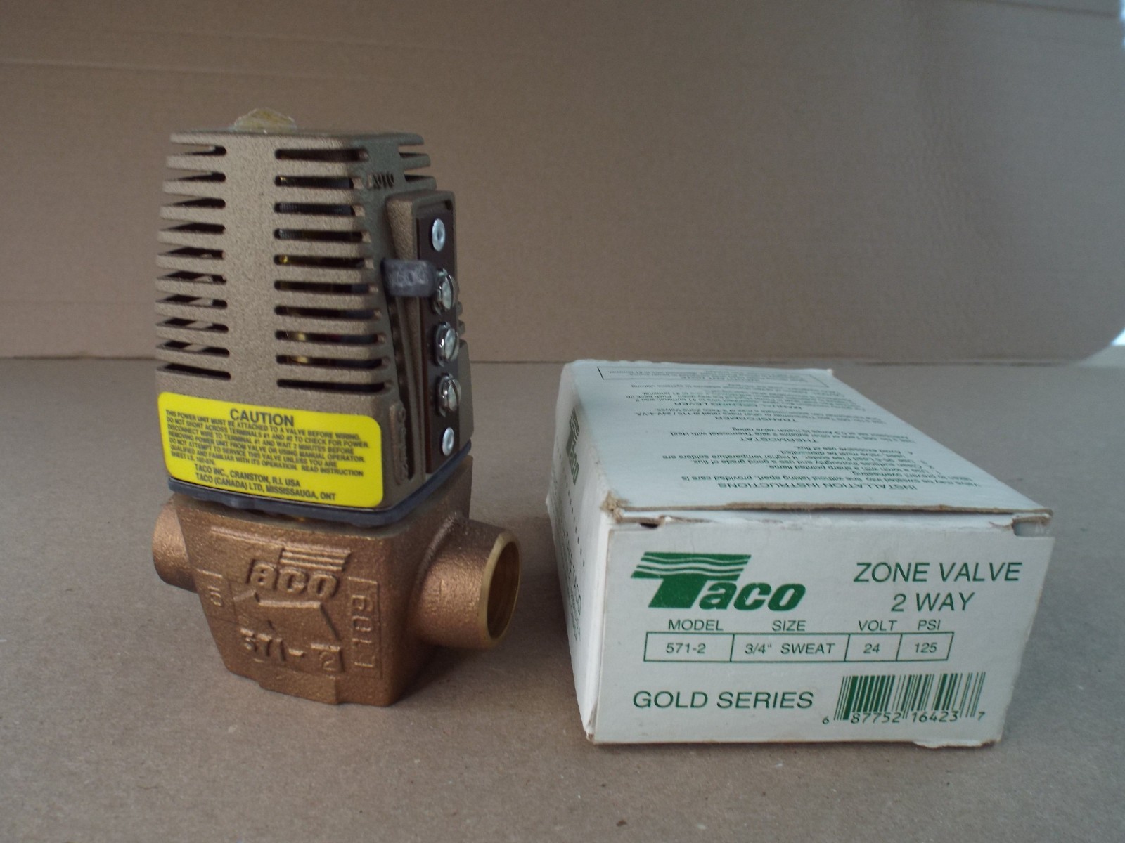 Taco Zone Valve 2 Way Gold Series 571-2 / 3/4″ 24V 125 PSI New Open Box – (Read)