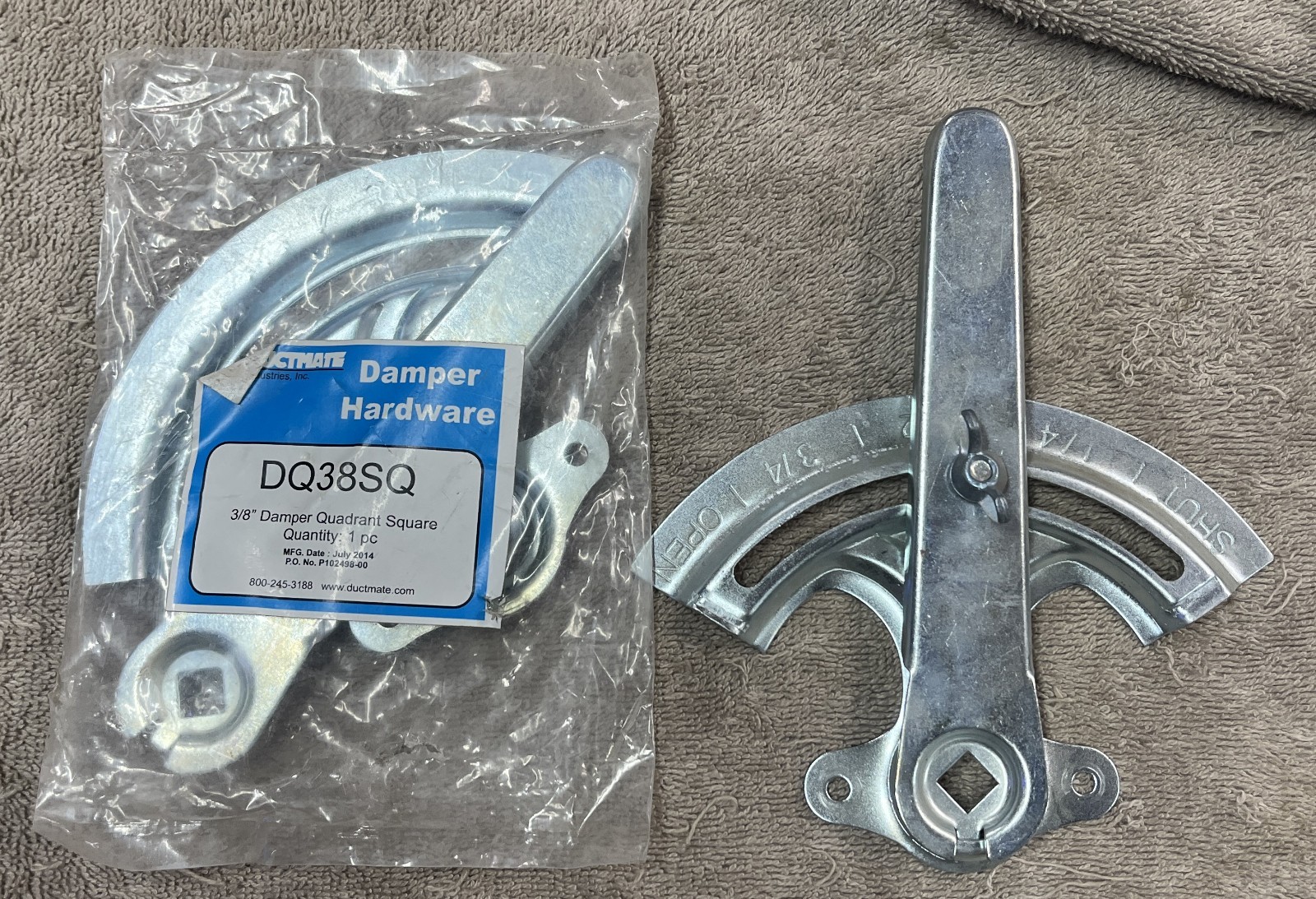 Ductmate 3/8″ Damper Quadrant Regulator Handle -Square Rod – DQ38SQ – Lot Of 2