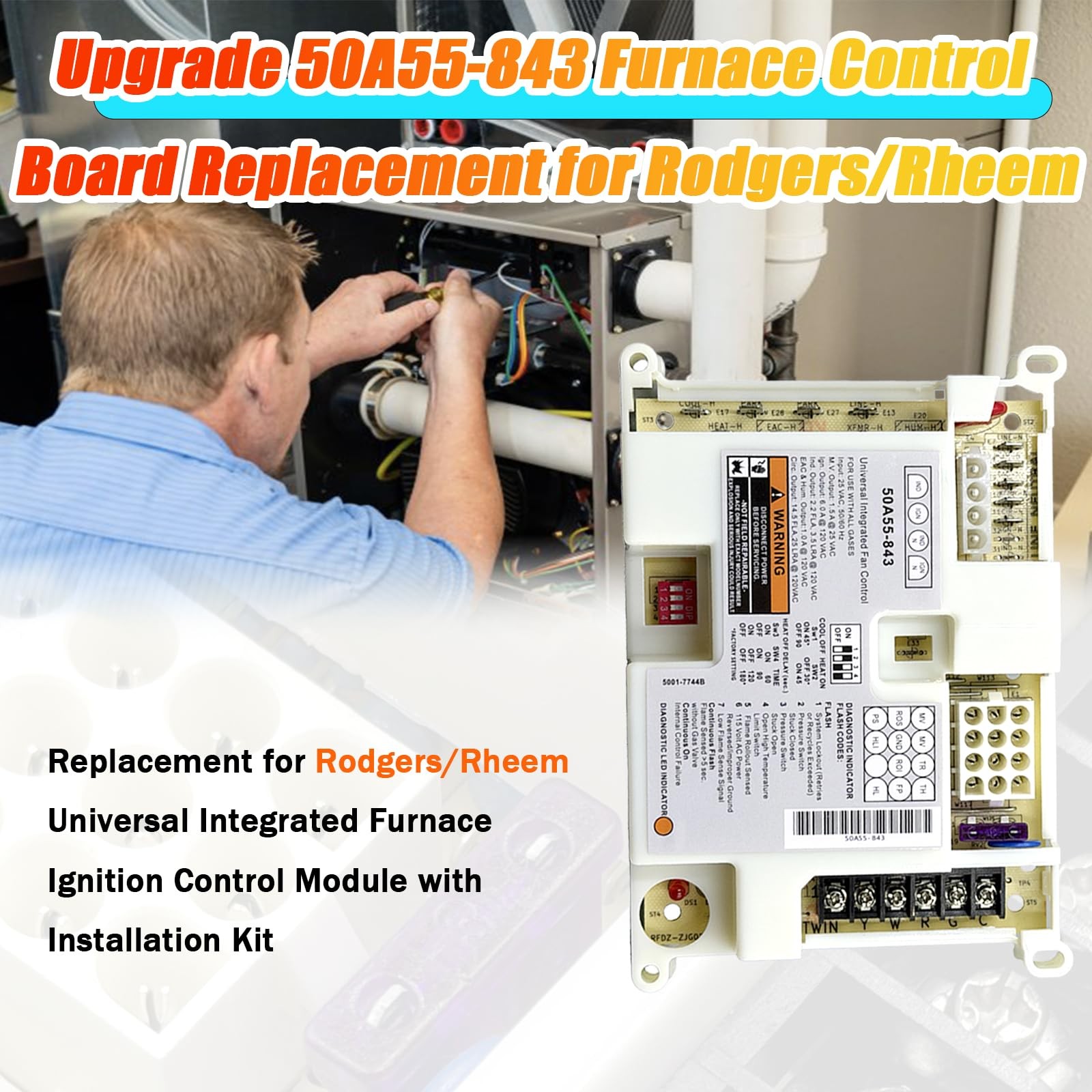 Upgrade 50A55-843&50A50-241 Rodgers Furnace Control Board OEM Replacement for Wh