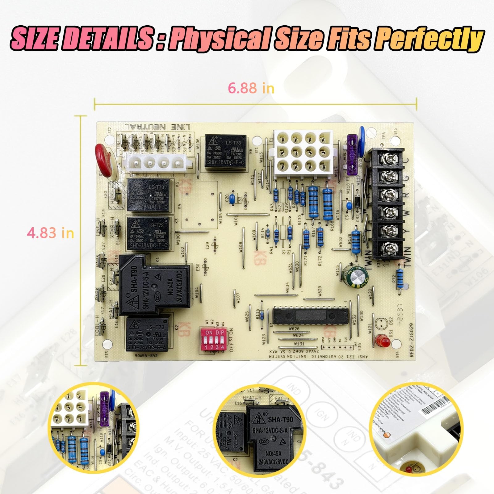 Upgrade 50A55-843&50A50-241 Rodgers Furnace Control Board OEM Replacement for Wh