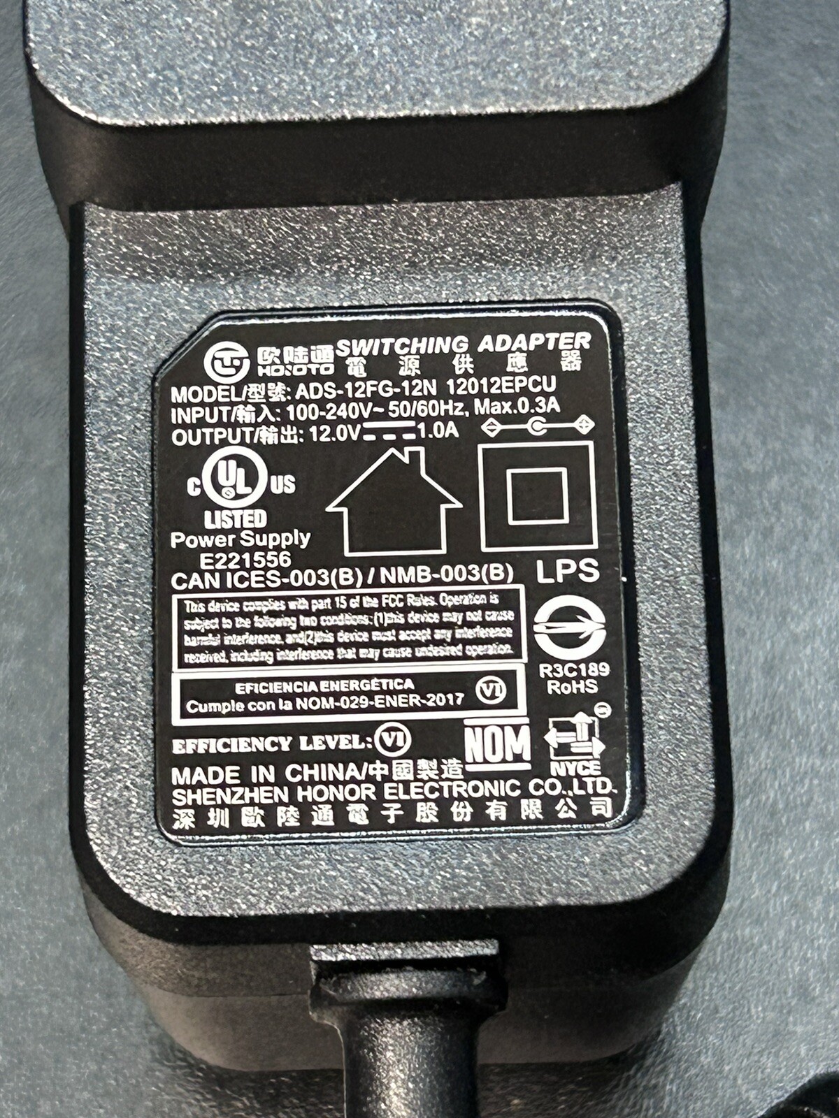 Genuine Power Supply HOIOTO ADS-12FG-12N 12012EPCU Switching Adapter 12V 1A