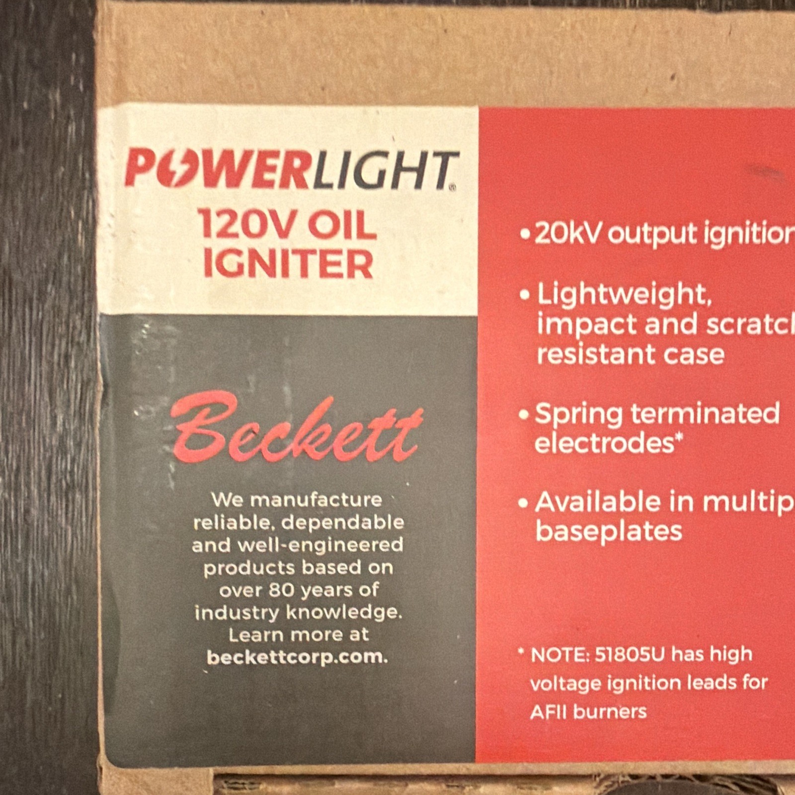 Beckett PowerLight 120V Oil Igniter 20kV for A/AF/AFG Burners 51771U