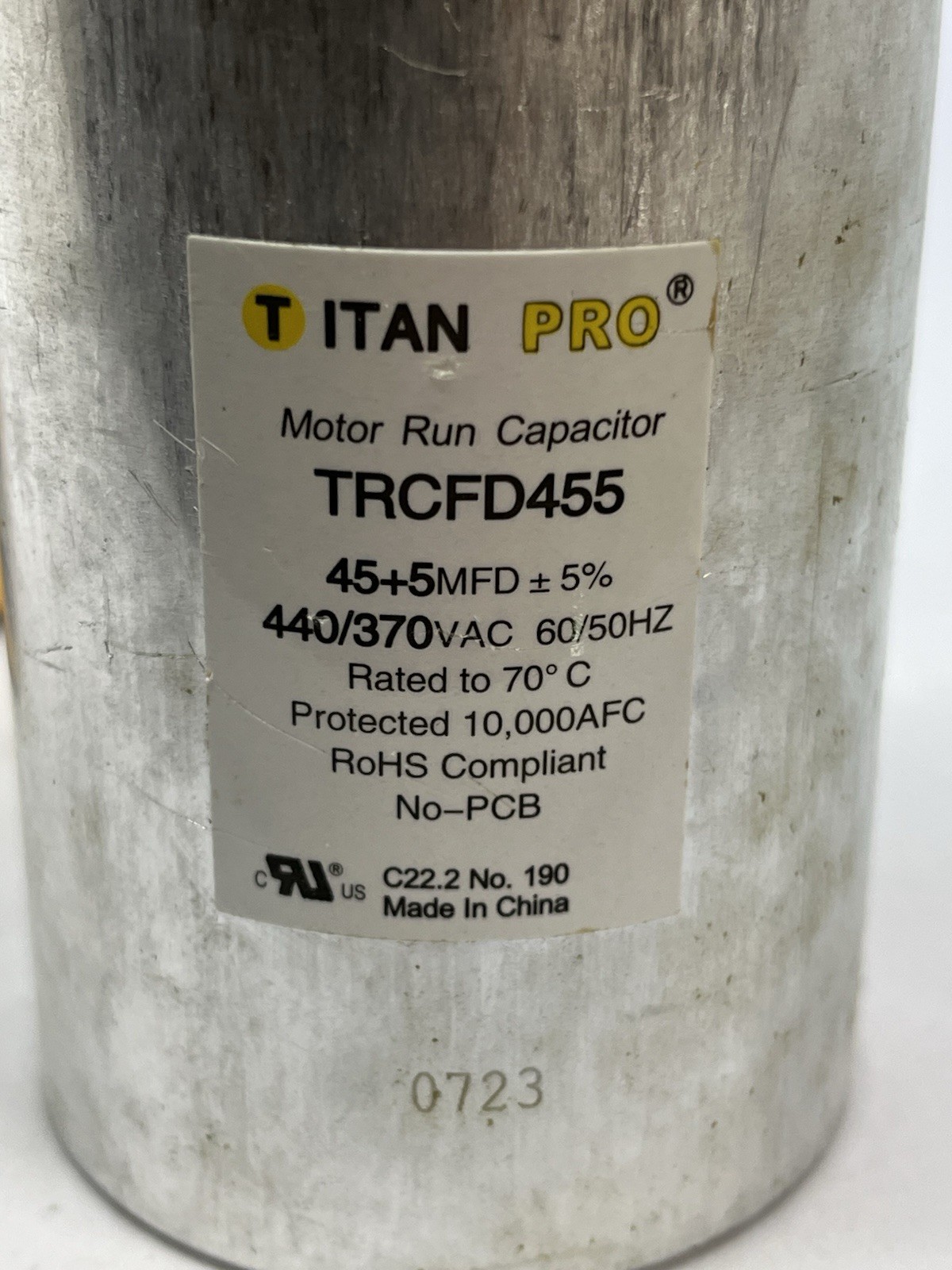 Titan Pro TRCFD455 Round Dual Run Capacitor 45+5 MFD 440V 370V HVAC Motor