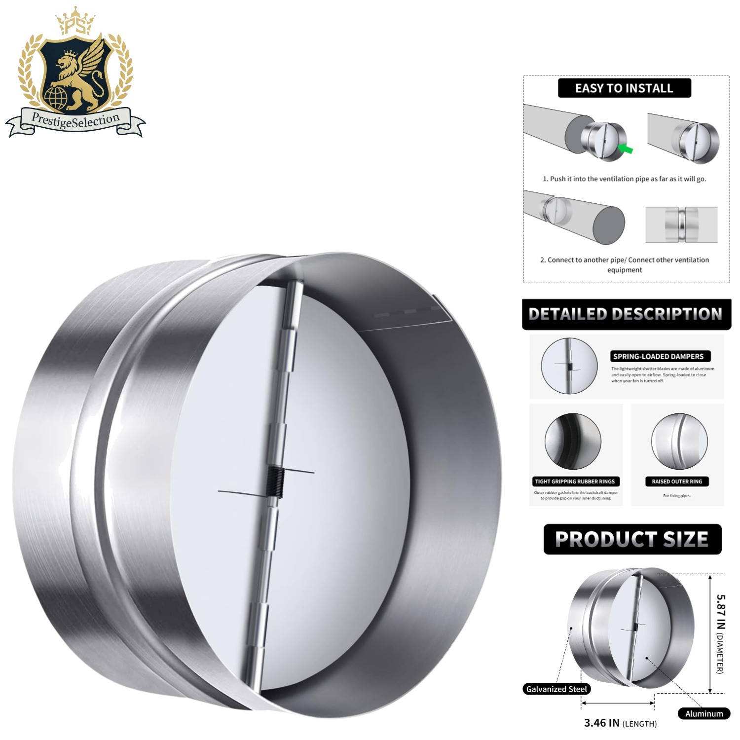 6-Inch Backdraft Damper: Reliable Airflow Preventer for HVAC Efficiency